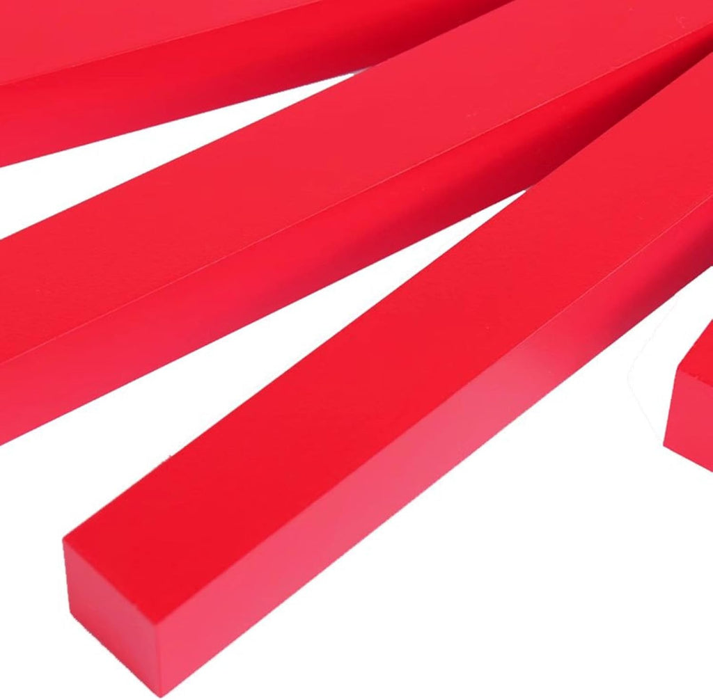 Montessori Red Math Counting Rods, Wood Math Toys Red Rods, Length 5-50Cm