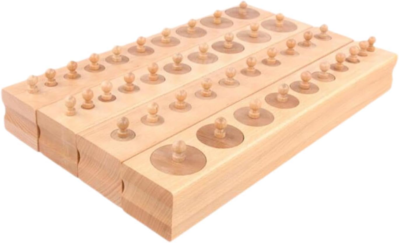 Montessori Knobbed Cylinders Wooden Cylinder Socket Toy Puzzle for Kids - Educational Sorting & Patterning Blocks for Fine Motor Skills (1 Set)