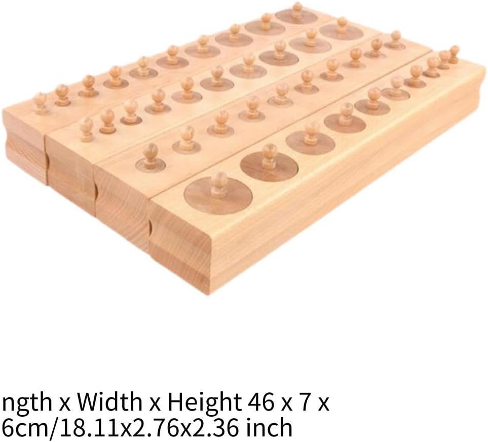 Montessori Knobbed Cylinders Wooden Cylinder Socket Toy Puzzle for Kids - Educational Sorting & Patterning Blocks for Fine Motor Skills (1 Set)