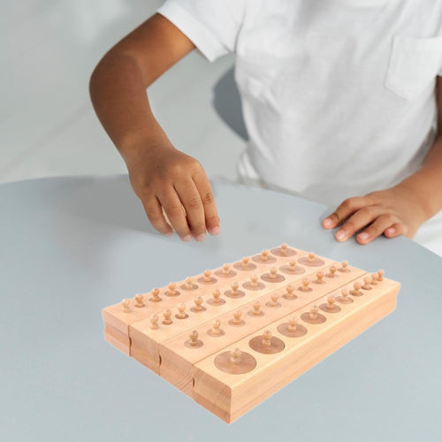 Montessori Knobbed Cylinders Wooden Cylinder Socket Toy Puzzle for Kids - Educational Sorting & Patterning Blocks for Fine Motor Skills (1 Set)