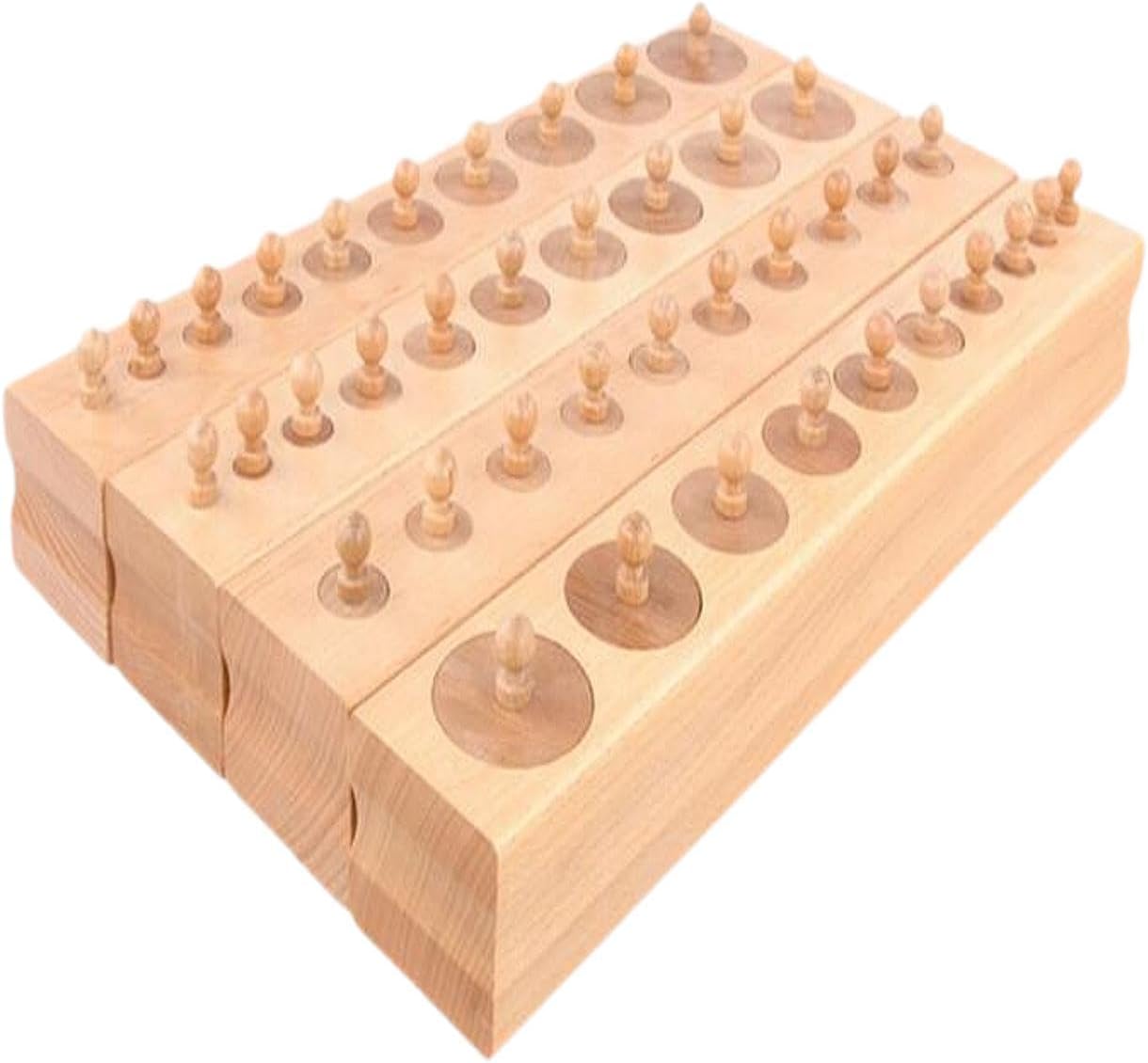 Montessori Knobbed Cylinders Wooden Cylinder Socket Toy Puzzle for Kids - Educational Sorting & Patterning Blocks for Fine Motor Skills (1 Set)