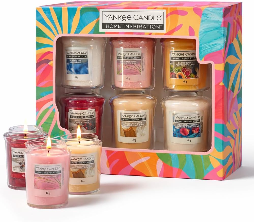 Yankee Candle Gift Set - 6pcs Votive Scented Candles, Mixed Popular Fragrances, Candles Gifts for Women, Mother's Day Gifts, Birthdays (6x49g)