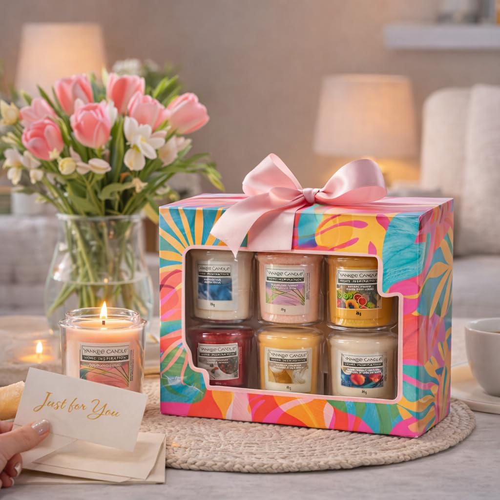 Yankee Candle Gift Set - 6pcs Votive Scented Candles, Mixed Popular Fragrances, Candles Gifts for Women, Mother's Day Gifts, Birthdays (6x49g)