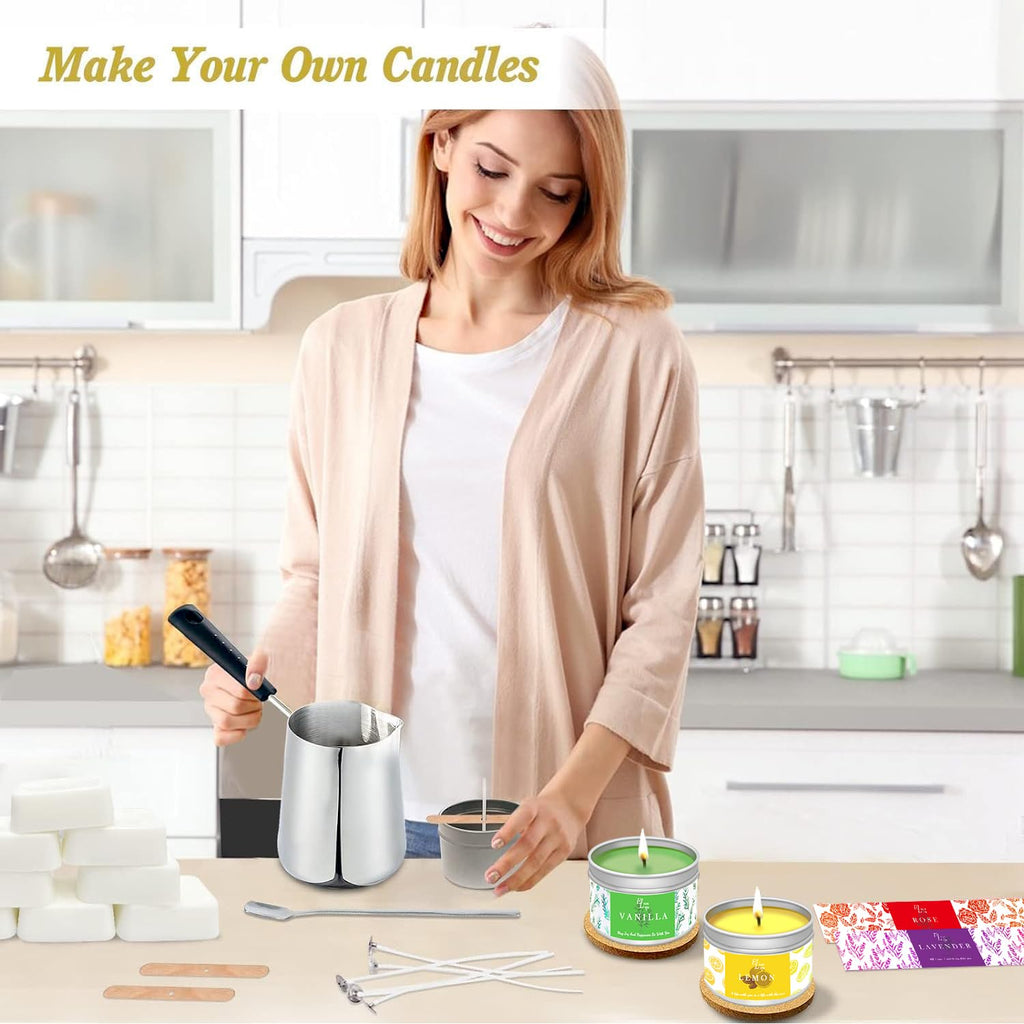 Candle Making Kits for Adults Beginners,Soy Wax for Candle Making,Candle Making Supplies Accessory,Make Your Own Candles,Melting Pot,Fragrance Oils,Candle Tins,Wicks,Dye Wax, Christmas Candle Kit