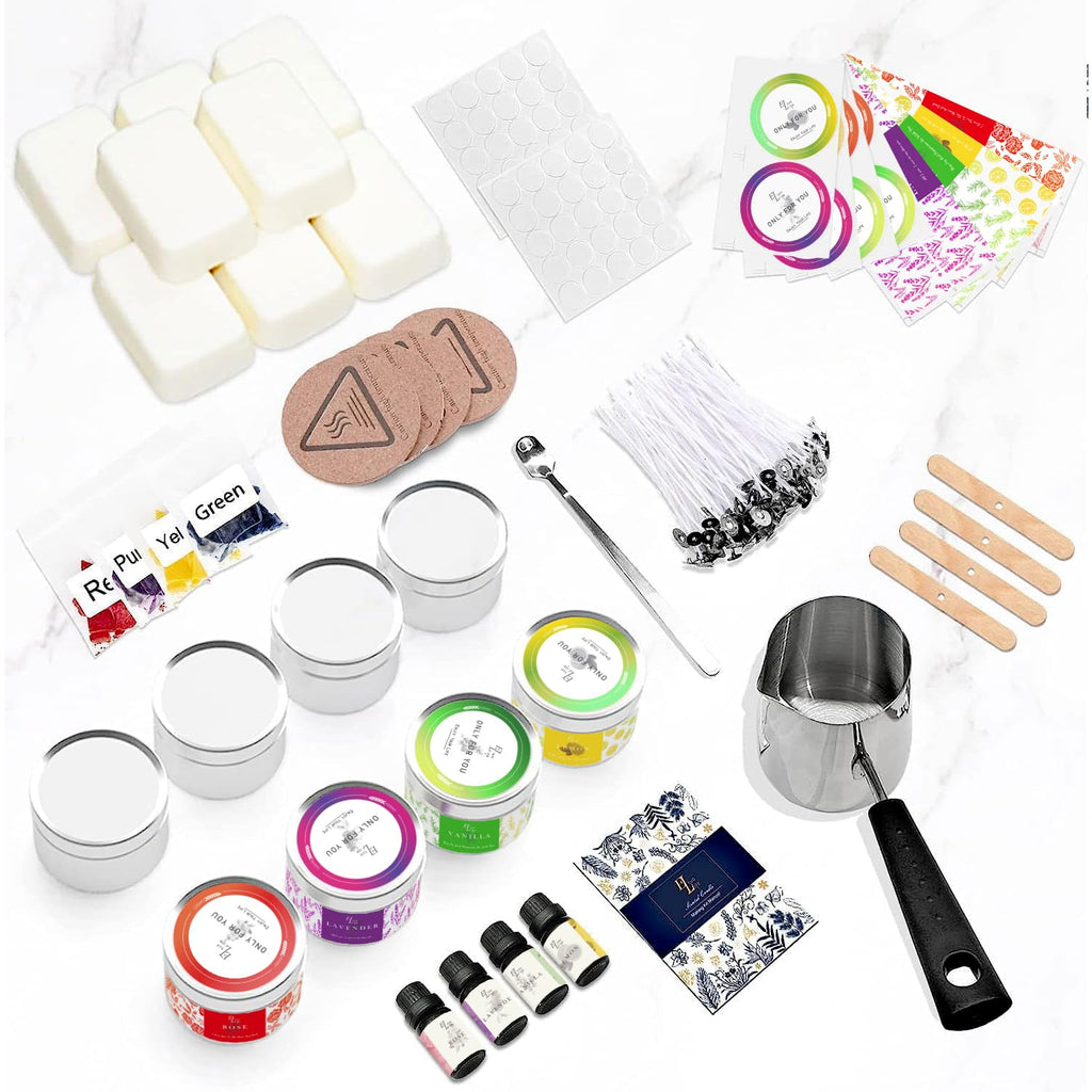 Candle Making Kits for Adults Beginners,Soy Wax for Candle Making,Candle Making Supplies Accessory,Make Your Own Candles,Melting Pot,Fragrance Oils,Candle Tins,Wicks,Dye Wax, Christmas Candle Kit