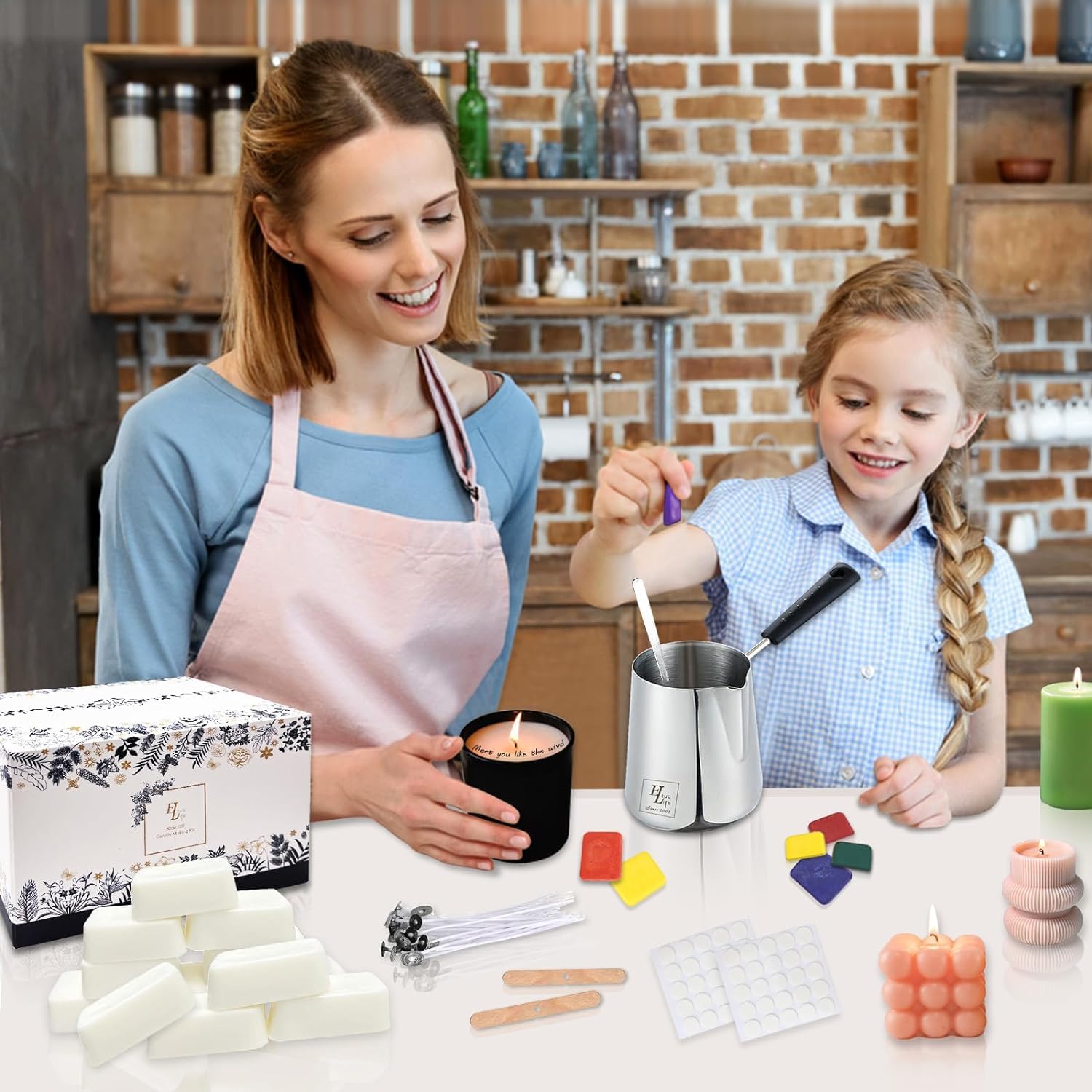 Candle Making Kits for Adults Beginners,Soy Wax for Candle Making,Candle Making Supplies Accessory,Make Your Own Candles,Melting Pot,Fragrance Oils,Candle Tins,Wicks,Dye Wax, Christmas Candle Kit