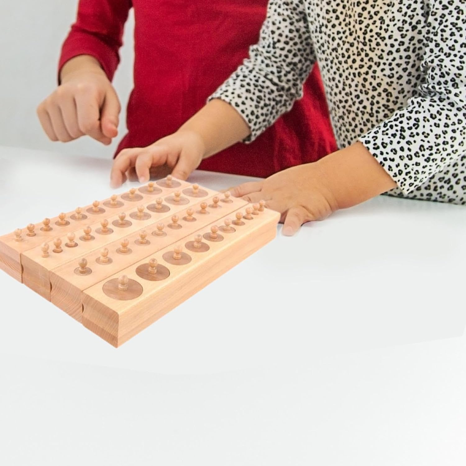 Montessori Knobbed Cylinders Wooden Cylinder Socket Toy Puzzle for Kids - Educational Sorting & Patterning Blocks for Fine Motor Skills (1 Set)