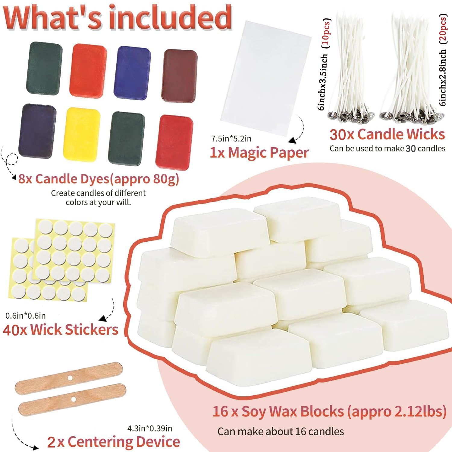 Candle Making Kits for Adults Beginners,Soy Wax for Candle Making,Candle Making Supplies Accessory,Make Your Own Candles,Melting Pot,Fragrance Oils,Candle Tins,Wicks,Dye Wax, Christmas Candle Kit