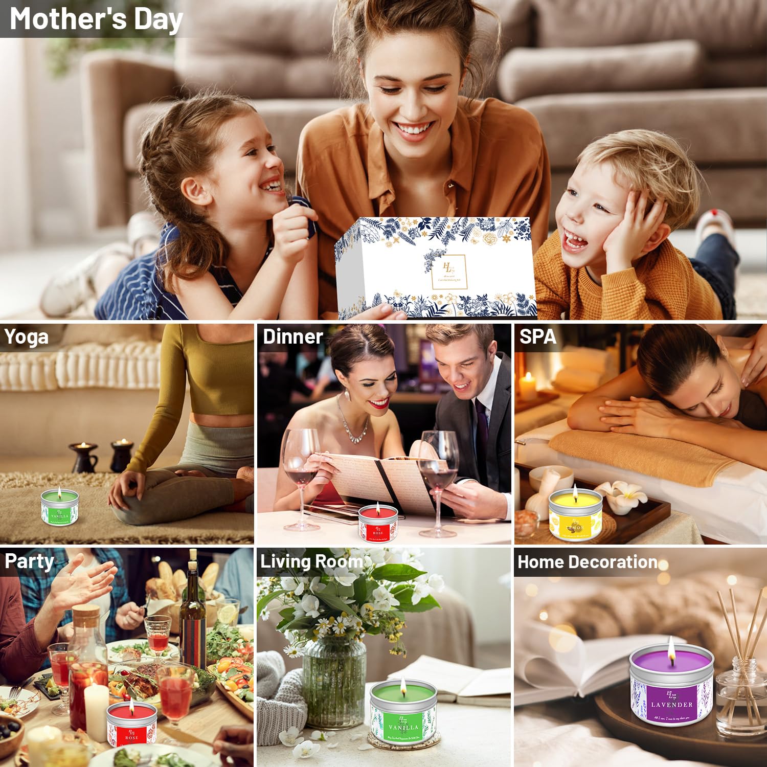 Candle Making Kits for Adults Beginners,Soy Wax for Candle Making,Candle Making Supplies Accessory,Make Your Own Candles,Melting Pot,Fragrance Oils,Candle Tins,Wicks,Dye Wax, Christmas Candle Kit